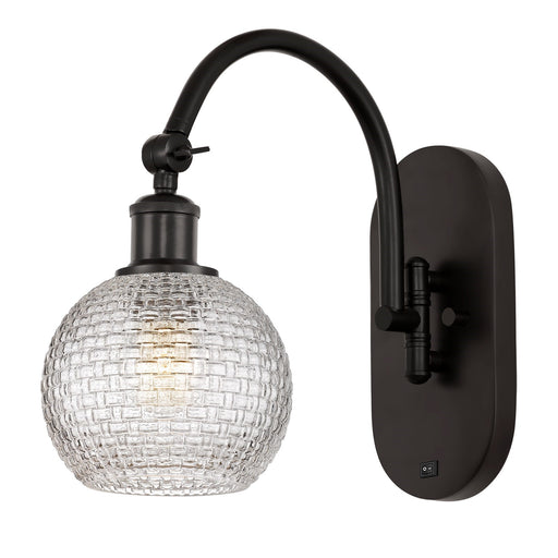 Innovations Athens 6in 1-Light Wall Sconce | Industrial Oil Rubbed Bronze Steel and Clear Basket Weave Glass | Hallway & | Model 918-1W-OB-G122C-6CL