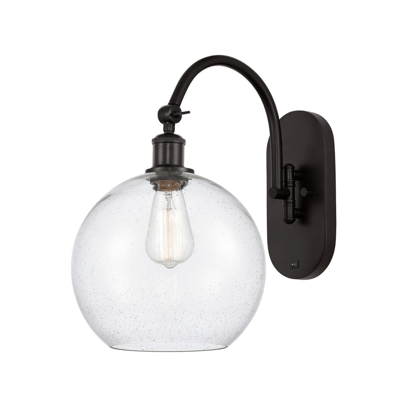 Innovations Athens 10in 1-Light Wall Sconce | Industrial Oil Rubbed Bronze Steel and Seedy Glass | Hallway & Bathroom Accent | Model 918-1W-OB-G124-10