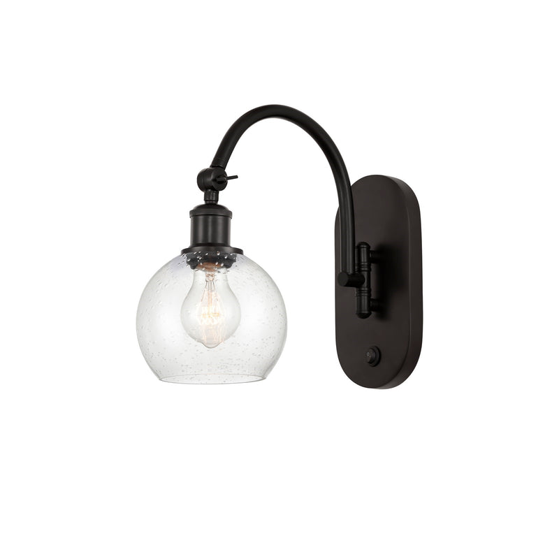 Innovations Athens 6in 1-Light Wall Sconce | Industrial Oil Rubbed Bronze Steel and Seedy Glass | Hallway & Bedroom Accent | Model 918-1W-OB-G124-6