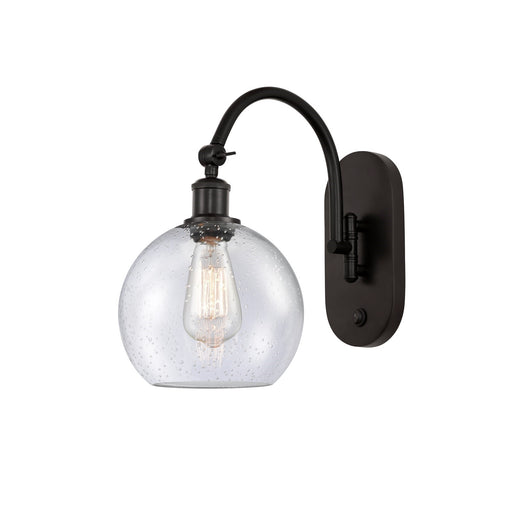 Innovations Athens 8in 1-Light Wall Sconce | Industrial Oil Rubbed Bronze Steel and Seedy Glass | Hallway & Bedroom Accent | Model 918-1W-OB-G124-8