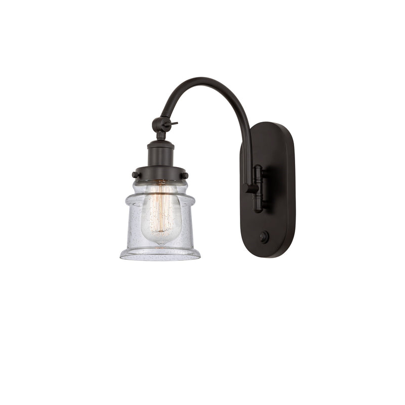 Innovations Canton 7in 1-Light Swing Arm Wall Sconce | Industrial Oil Rubbed Bronze and Seedy Glass | Bedroom Reading Light | Model 918-1W-OB-G184S-LED
