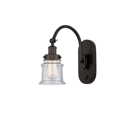 Innovations Canton 7in 1-Light Swing Arm Wall Sconce | Industrial Oil Rubbed Bronze and Seedy Glass | Bedroom Reading Light | Model 918-1W-OB-G184S-LED