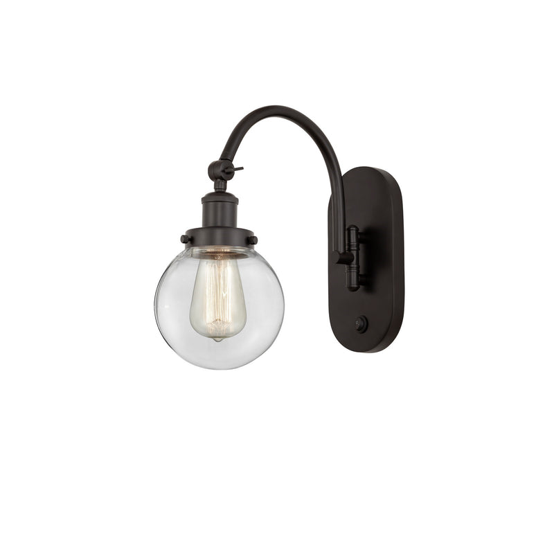 Innovations Beacon 6in 1-Light Swing Arm Lamp | Industrial Oil Rubbed Bronze Steel and Clear Glass | Bedroom & Living Room | Model 918-1W-OB-G202-6