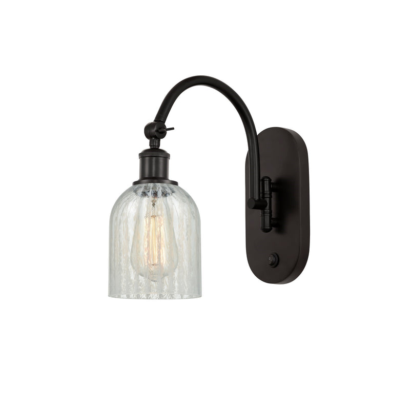 Innovations Caledonia 5in 1-Light Wall Sconce | Industrial Oil Rubbed Bronze Steel and Mouchette Glass | Hallway & Bathroom Accent | Model 918-1W-OB-G2511