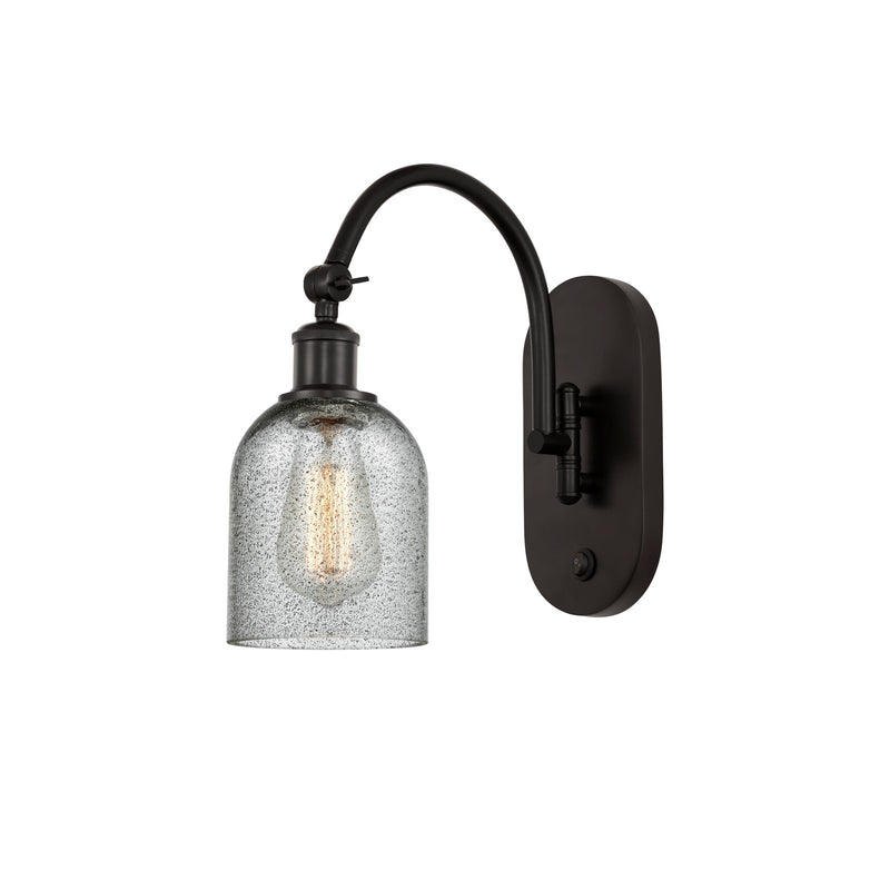 Innovations Caledonia 5in 1-Light Wall Sconce | Industrial Oil Rubbed Bronze Steel and Charcoal Glass | Hallway & Bathroom Accent | Model 918-1W-OB-G257