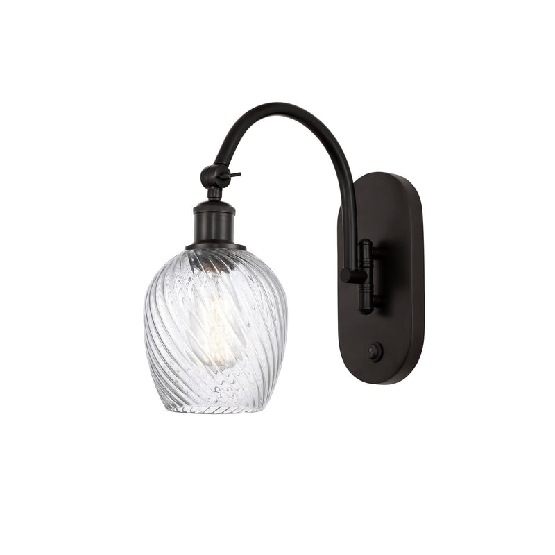 Innovations Salina 6in 1-Light Wall Sconce | Industrial Oil Rubbed Bronze Steel and Clear Spiral Fluted Glass | Bedroom & Hallway | Model 918-1W-OB-G292