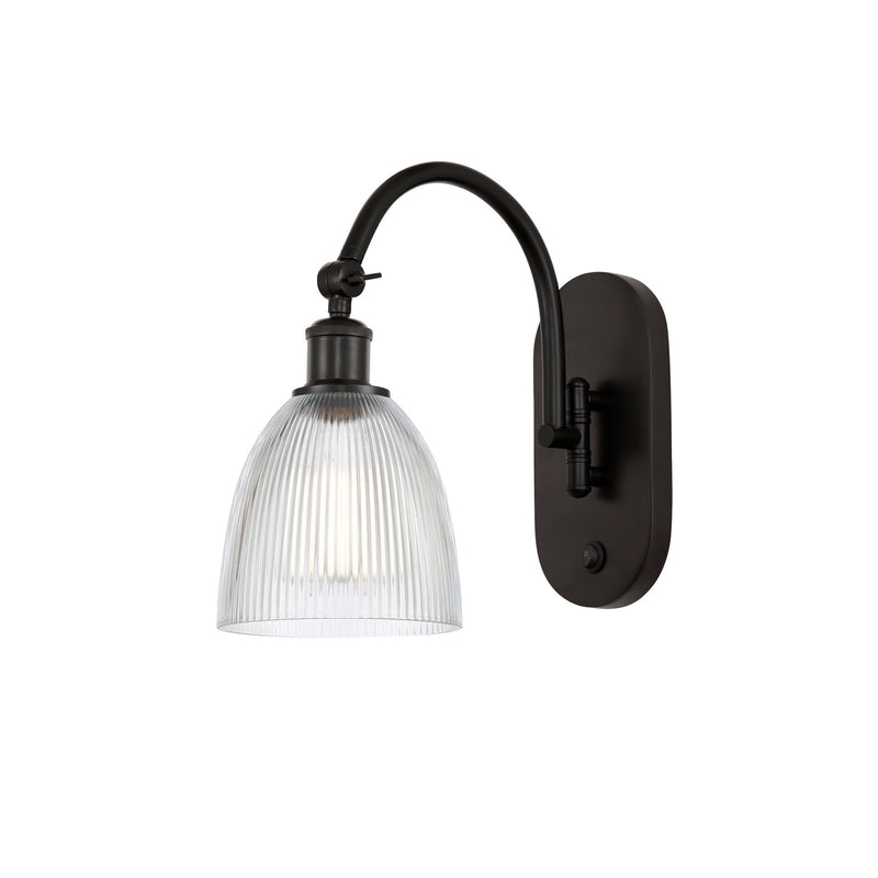 Innovations Castile 6in 1-Light Wall Sconce | Industrial Oil Rubbed Bronze Steel and Clear Glass | Bedroom & Hallway Accent | Model 918-1W-OB-G382