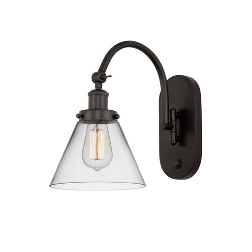 Innovations Cone 8in 1-Light Swing Arm Sconce | Industrial Oil Rubbed Bronze and Clear Glass | Bedroom & Hallway Accent Light | Model 918-1W-OB-G42