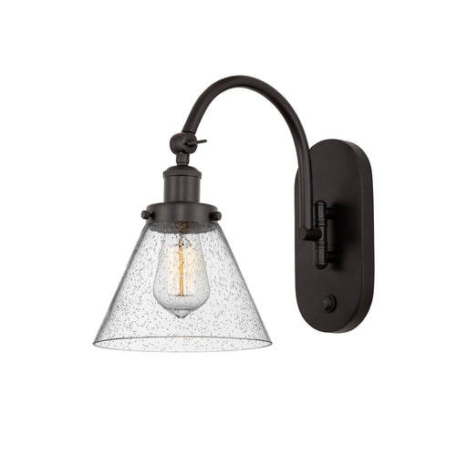 Innovations Cone 8in 1-Light Swing Arm Lamp | Industrial Oil Rubbed Bronze Steel and Seedy Glass | Bedroom & Living Room Reading | Model 918-1W-OB-G44-LED