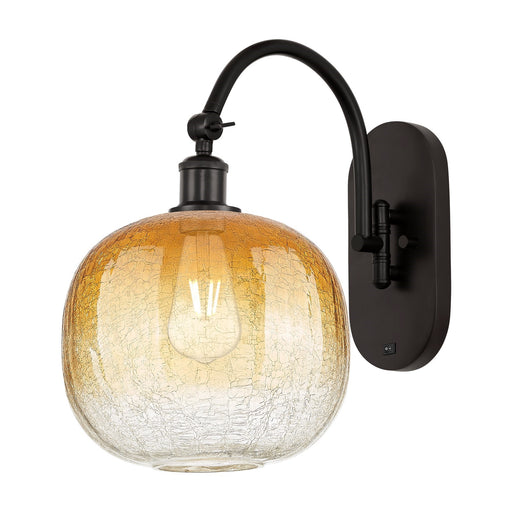 Innovations Brookhaven Sphere 10.5in 1-Light Wall Sconce | Industrial Oil Rubbed Bronze and Amber Glass | Bedroom & Hallway | Model 918-1W-OB-G481-10AM
