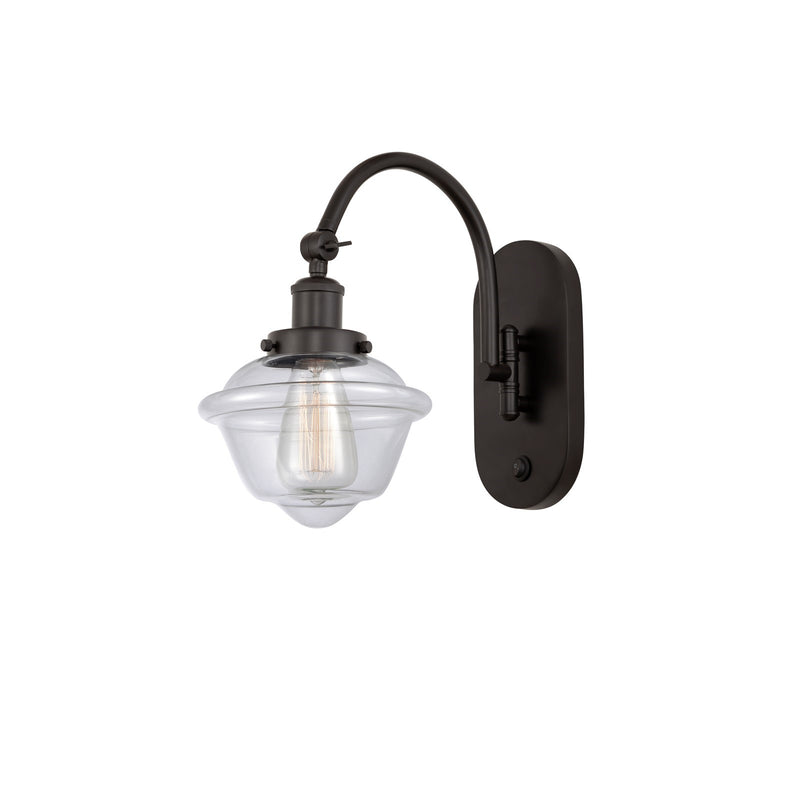 Innovations Oxford 1-Light Swing Arm Wall Sconce | Traditional Oil Rubbed Bronze Steel and Clear Glass | Bedroom & Living Room | Model 918-1W-OB-G532