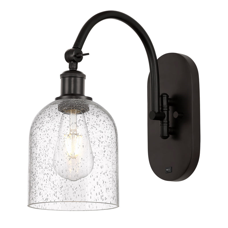 Innovations Bella 1-Light 5.5in Wall Sconce | Industrial Oil Rubbed Bronze Steel and Seedy Glass | Hallway & Bedroom Accent | Model 918-1W-OB-G558-6SDY