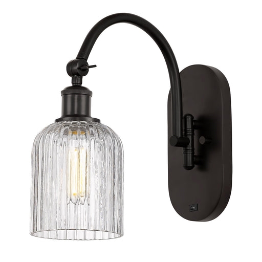 Innovations Bridal Veil 1-Light 5in Wall Sconce | Industrial Oil Rubbed Bronze Steel and Clear Ribbed Glass | Bedroom & Hallway | Model 918-1W-OB-G559-5CL