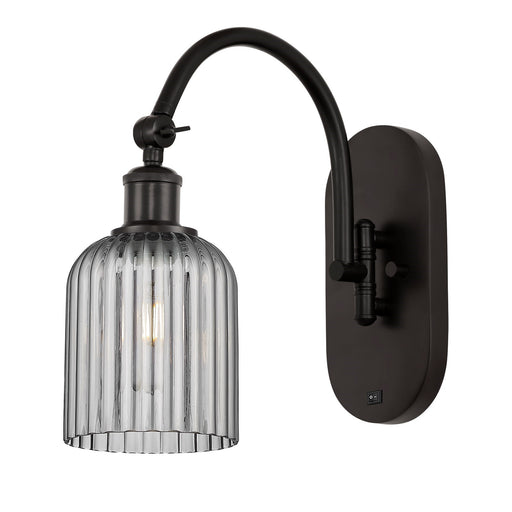 Innovations Bridal Veil 5in 1-Light Wall Sconce | Industrial Oil Rubbed Bronze Steel and Light Smoke Glass | Bedroom & Hallway | Model 918-1W-OB-G559-5SM