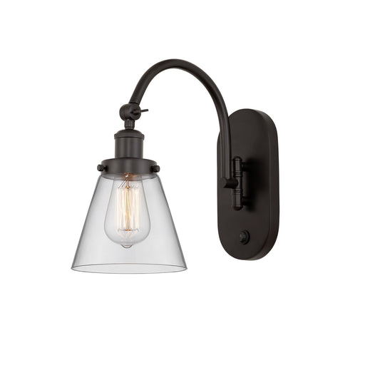Innovations Cone 6.25in 1-Light Swing Arm Lamp | Industrial Oil Rubbed Bronze and Clear Glass | Bedroom Reading & Living Room | Model 918-1W-OB-G62-LED