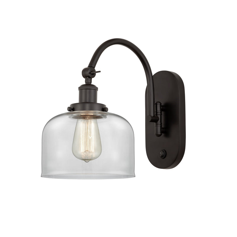Innovations Bell 8in 1-Light Swing Arm Lamp | Industrial Oil Rubbed Bronze Steel and Clear Glass | Bedroom & Living Room Reading | Model 918-1W-OB-G72