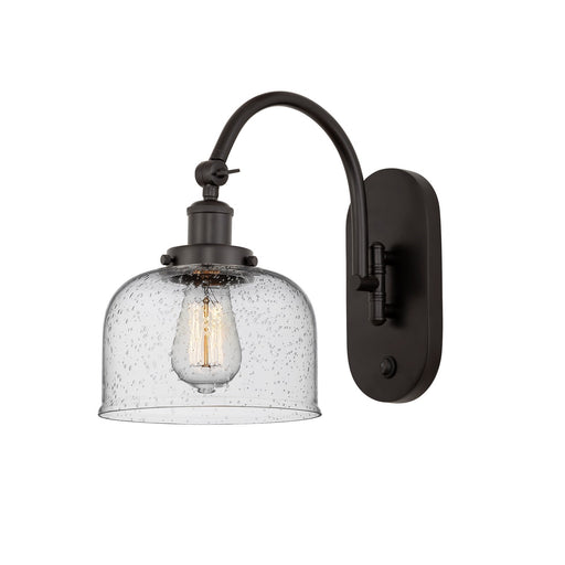 Innovations Bell 8in 1-Light Swing Arm Wall Sconce | Industrial Oil Rubbed Bronze and Seedy Glass | Bedroom Reading Light | Model 918-1W-OB-G74-LED