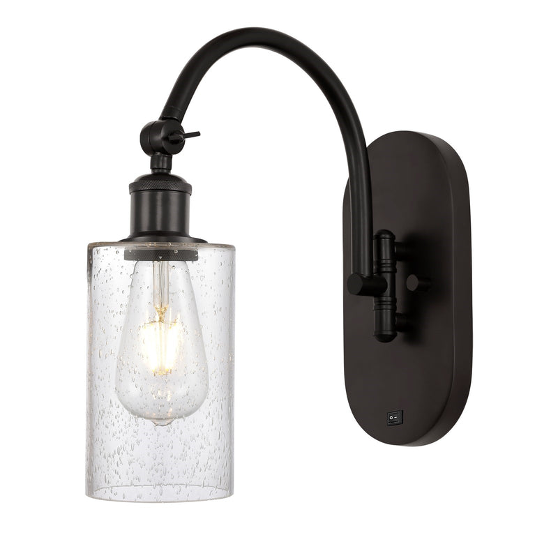 Innovations Clymer 1-Light Wall Sconce | Industrial Oil Rubbed Bronze Steel and Seedy Glass | Bedroom & Hallway Accent Light | Model 918-1W-OB-G804