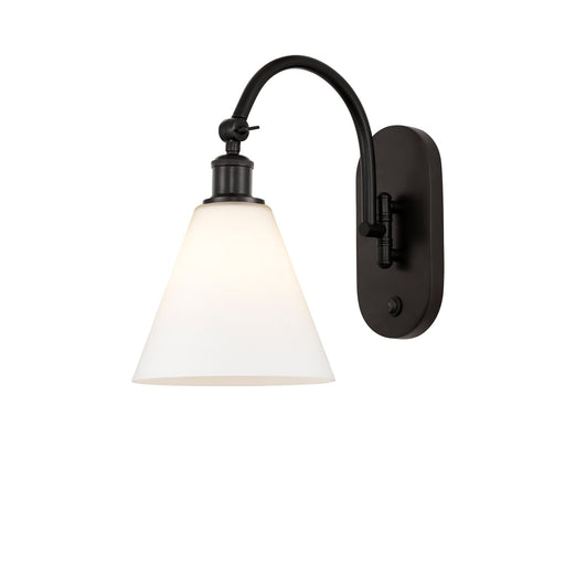 Innovations Berkshire Glass 1-Light 8in Wall Sconce | Industrial Oil Rubbed Bronze Steel and Matte White Cased Glass | Hallway & | Model 918-1W-OB-GBC-81