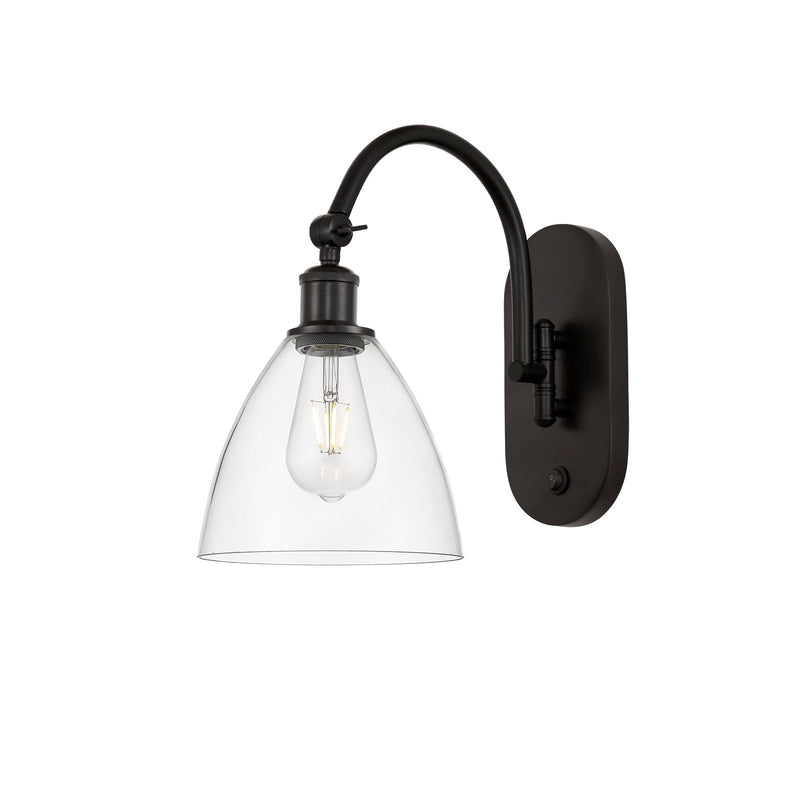 Innovations Bristol 7.5in 1-Light Wall Sconce | Industrial Oil Rubbed Bronze Steel and Clear Glass | Bedroom & Hallway Accent | Model 918-1W-OB-GBD-752