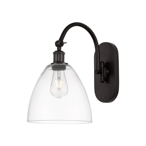 Innovations Bristol 9in 1-Light Wall Sconce | Industrial Oil Rubbed Bronze Steel and Clear Glass | Hallway & Bathroom Accent | Model 918-1W-OB-GBD-92
