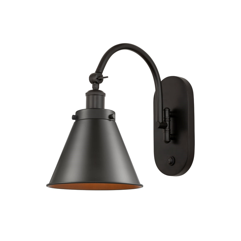 Innovations Appalachian 8in 1-Light Swing Arm Wall Sconce | Industrial Oil Rubbed Bronze Steel and Cast Brass with Oil Rubbed | Model 918-1W-OB-M13-OB