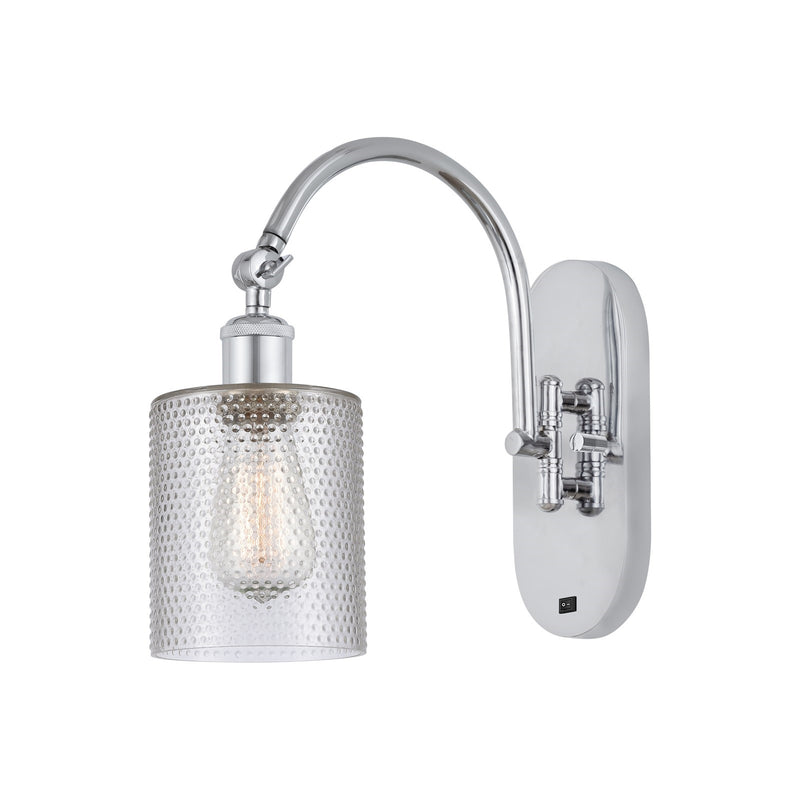 Innovations Cobbleskill 9in 1-Light Wall Sconce | Industrial Polished Chrome Steel and Clear Glass | Bedroom & Hallway Accent | Model 918-1W-PC-G112-L