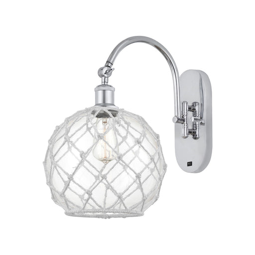 Innovations Farmhouse Rope 10in 1-Light Wall Sconce | Industrial Polished Chrome Steel and Clear Glass with White Rope | Model 918-1W-PC-G122-10RW