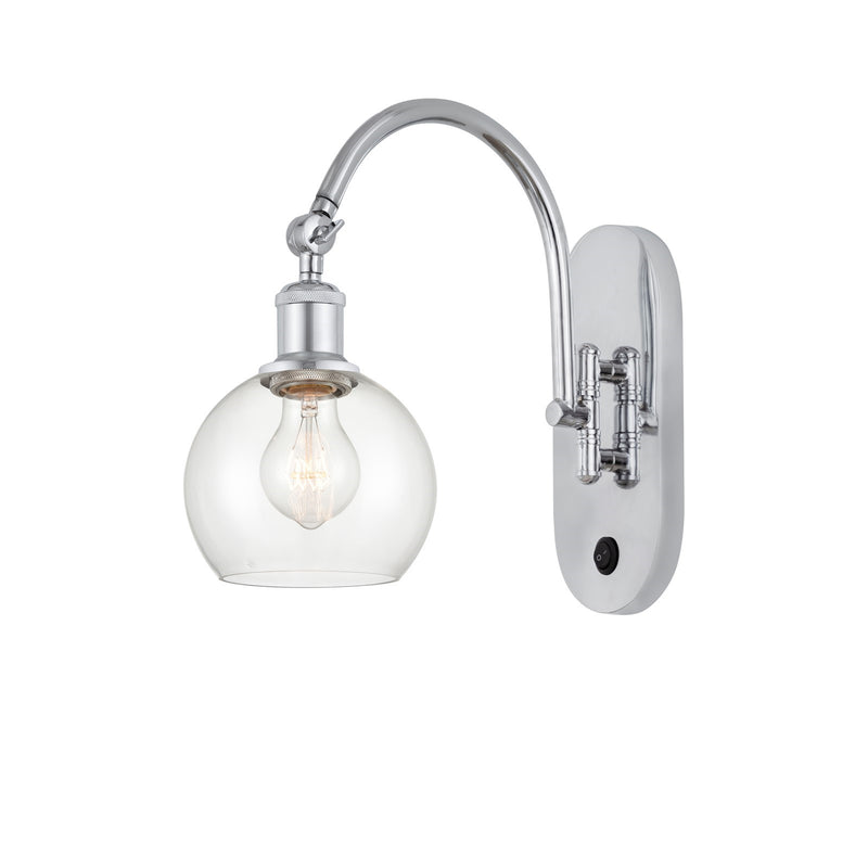 Innovations Athens 6in 1-Light Wall Sconce | Industrial Polished Chrome Steel and Clear Glass | Bathroom & Hallway Accent | Model 918-1W-PC-G122-6