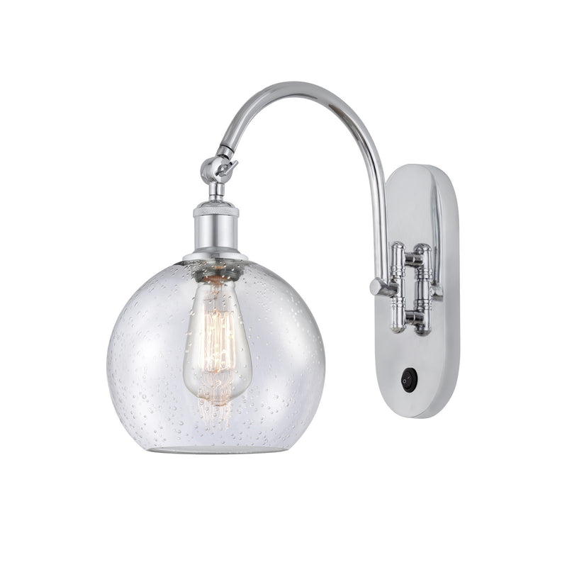 Innovations Athens 8in 1-Light Wall Sconce | Industrial Polished Chrome and Seedy Glass | Hallway & Bathroom Accent | Model 918-1W-PC-G124-8