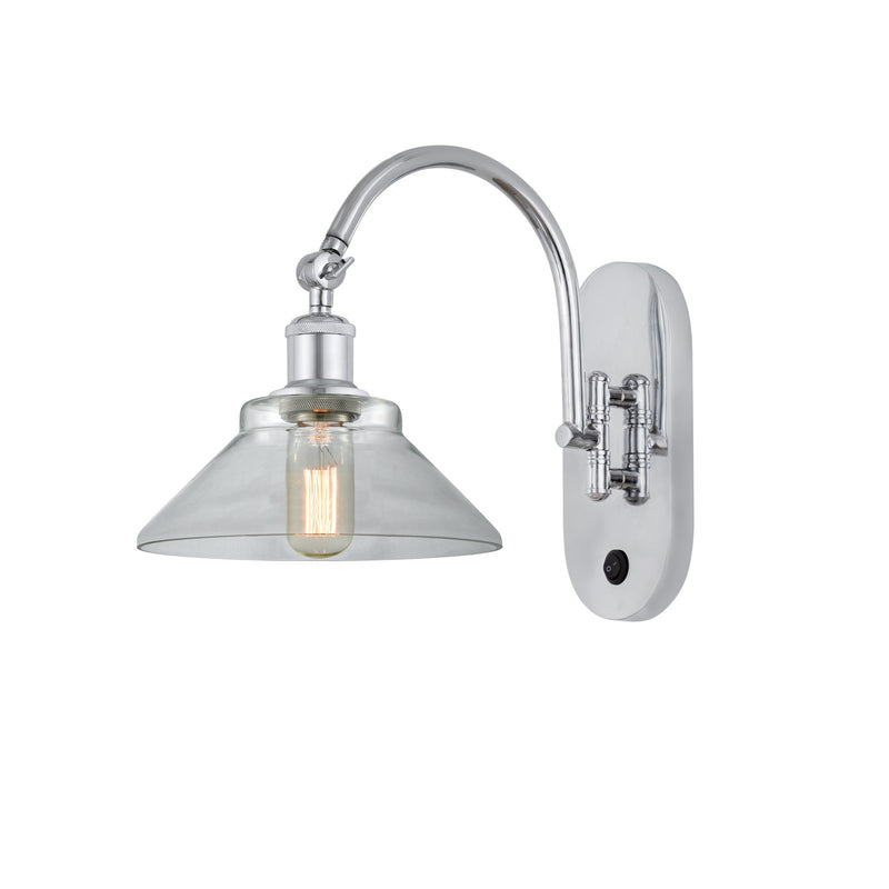 Innovations Orwell 8in 1-Light Wall Sconce | Industrial Polished Chrome and Clear Glass | Bedroom & Hallway Accent | Model 918-1W-PC-G132