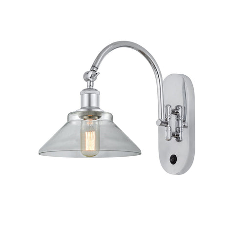 Innovations Orwell 8in 1-Light Wall Sconce | Industrial Polished Chrome and Clear Glass | Bedroom & Hallway Accent | Model 918-1W-PC-G132