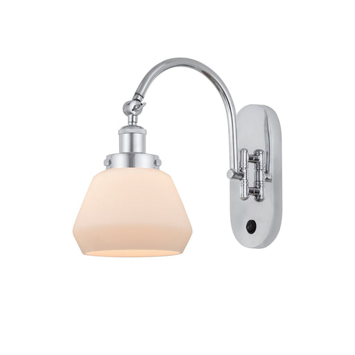 Innovations Fulton 7in 1-Light LED Swing Arm Wall Sconce | Industrial Polished Chrome and Matte White Frosted Glass | Bedroom & | Model 918-1W-PC-G171-LED