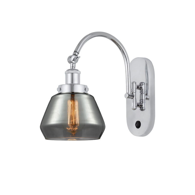 Innovations Fulton 7in 1-Light Swing Arm Lamp | Industrial Polished Chrome Steel and Light Smoke Glass | Bedroom & Living Room | Model 918-1W-PC-G173