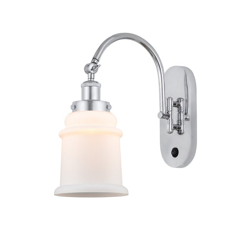 Innovations Canton 7in 1-Light Swing Arm Sconce | Industrial Polished Chrome and Matte White Frosted Glass | Bedroom & Living Room | Model 918-1W-PC-G181