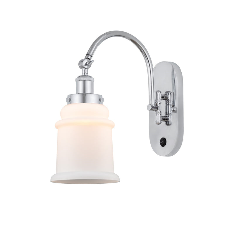 Innovations Canton 7in 1-Light Swing Arm Sconce | Industrial Polished Chrome and Matte White Frosted Glass | Bedroom & Living | Model 918-1W-PC-G181-LED