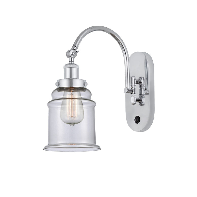 Innovations Canton 6.5in 1-Light Swing Arm Wall Sconce | Industrial Polished Chrome and Clear Glass | Bedroom & Living Room Reading | Model 918-1W-PC-G182
