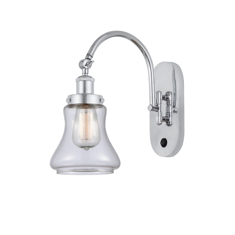 Innovations Bellmont 1-Light 6.5in Swing Arm Wall Sconce | Industrial Polished Chrome Steel and Clear Glass | Bedroom & Living Room | Model 918-1W-PC-G192