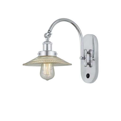 Innovations Halophane 1-Light 8.5in Swing Arm Wall Sconce | Industrial Polished Chrome Steel and Clear Glass | Bedroom & Living Room | Model 918-1W-PC-G2
