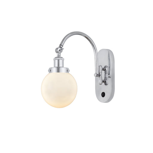 Innovations Beacon 6in 1-Light Swing Arm Lamp | Industrial Polished Chrome and Matte White Frosted Glass | Bedroom & Living Room | Model 918-1W-PC-G201-6
