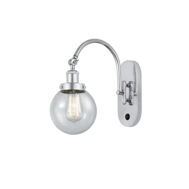 Innovations Beacon 6in 1-Light Swing Arm Lamp | Industrial Polished Chrome Steel and Seedy Glass | Bedroom & Living Room Reading | Model 918-1W-PC-G204-6