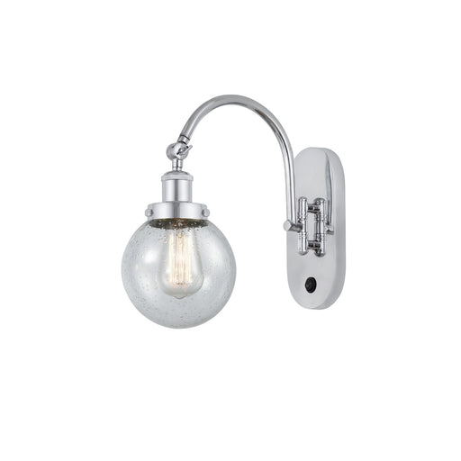 Innovations Beacon 6in 1-Light Swing Arm Lamp | Industrial Polished Chrome Steel and Seedy Glass | Bedroom & Living Room | Model 918-1W-PC-G204-6-LED