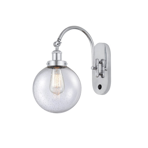 Innovations Beacon 8in 1-Light Swing Arm Lamp | Industrial Polished Chrome Steel and Seedy Glass | Bedroom & Living Room Reading | Model 918-1W-PC-G204-8