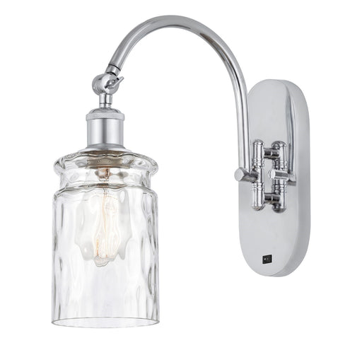 Innovations Candor 1-Light 4.75in Wall Sconce | Industrial Polished Chrome and Clear Waterglass Frosted Glass | Bedroom & Hallway | Model 918-1W-PC-G352