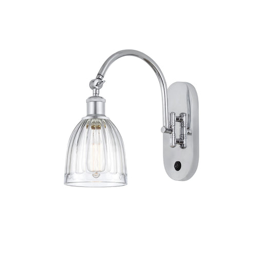 Innovations Brookfield 1-Light Wall Sconce | Industrial Polished Chrome and Clear Ribbed Glass | Bathroom & Hallway Accent Light | Model 918-1W-PC-G442
