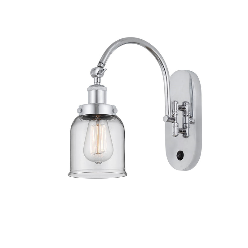Innovations Bell 5in 1-Light Swing Arm Lamp | Industrial Polished Chrome and Clear Glass | Bedroom & Living Room Reading Accent | Model 918-1W-PC-G52-LED