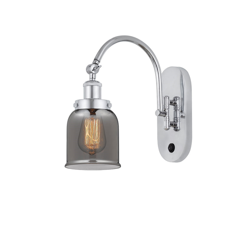 Innovations Bell 5in 1-Light Swing Arm Lamp | Industrial Polished Chrome and Light Smoke Glass | Bedroom & Living Room Reading | Model 918-1W-PC-G53-LED
