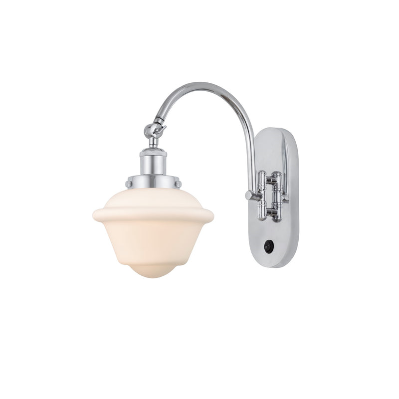 Innovations Oxford 7.5in 1-Light Swing Arm Lamp | Traditional Polished Chrome Steel and Matte White Frosted Glass | Bedroom & | Model 918-1W-PC-G531