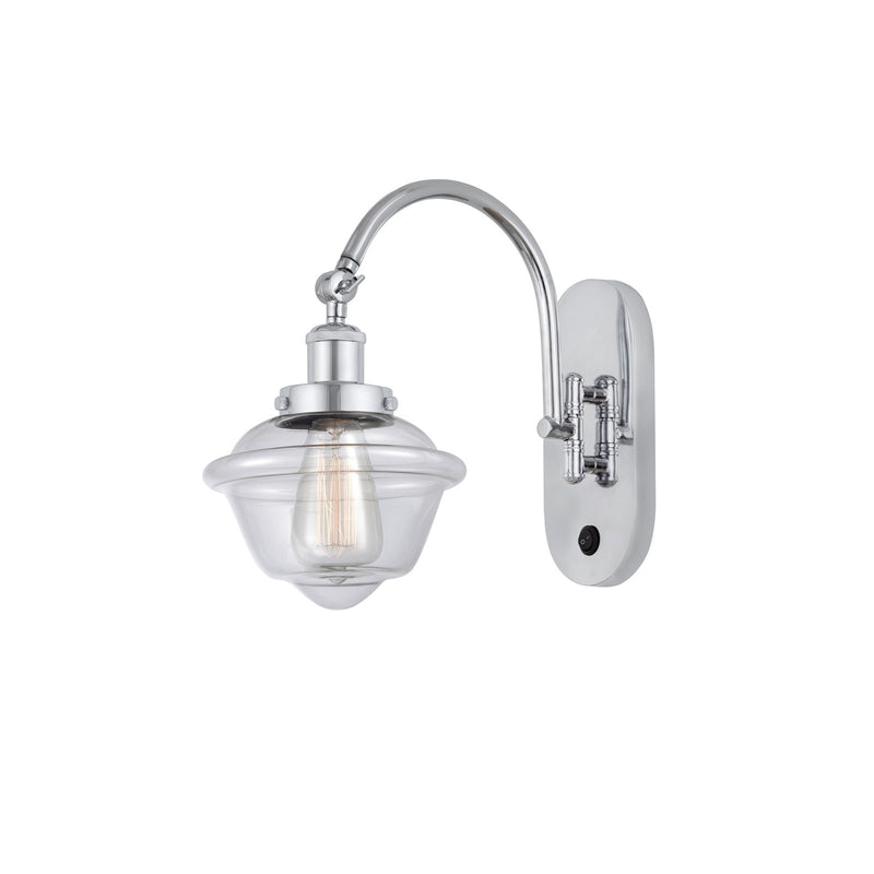 Innovations Oxford 1-Light Swing Arm Lamp | Traditional Polished Chrome Steel and Clear Glass | Bedroom & Living Room Reading | Model 918-1W-PC-G532-LED