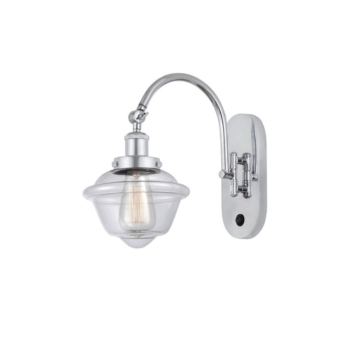 Innovations Oxford 1-Light Swing Arm Lamp | Traditional Polished Chrome Steel and Clear Glass | Bedroom & Living Room Reading | Model 918-1W-PC-G532-LED